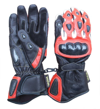 Motorradhandschuh Carbon rot
